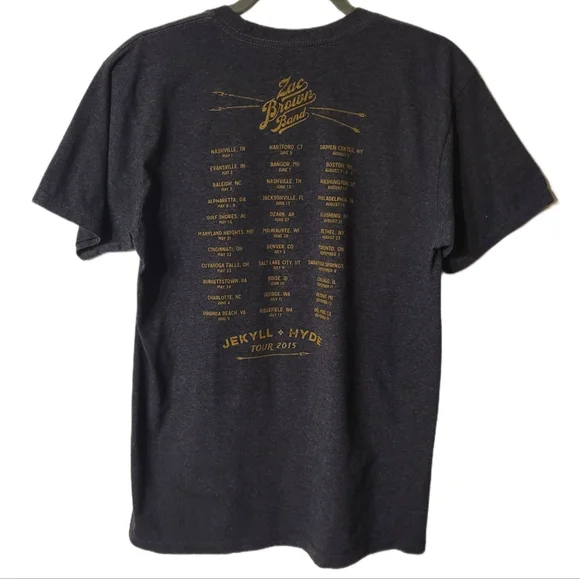 Zac Brown Southern Ground Jekyll and Hyde 2015 Tour Tee Size Med Grey - Picture 3 of 5